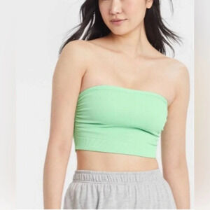 Colsie mint green ruched rubbed stretchy detachable straps bandeau